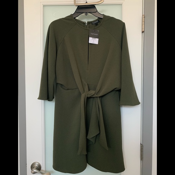 Topshop Dresses & Skirts - Mini dress with long drapery sleeves. Teal color Topshop Dresses & Skirts - Mini dress with long drapery sleeves. Teal color
